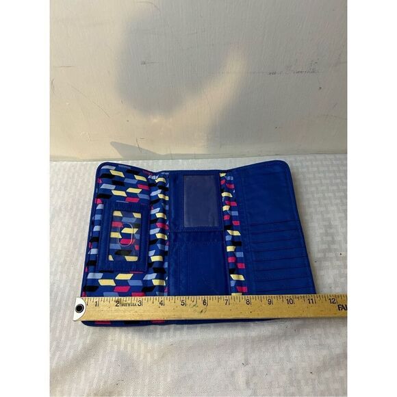 Vera Bradley wallet Blue Multi-color trifold magnetic zipper 9"x4.5" - Picture 3 of 4